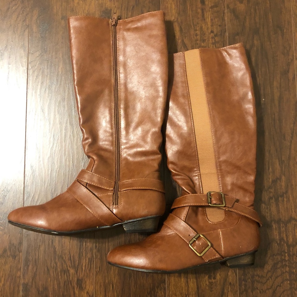 Faux leather riding boots
